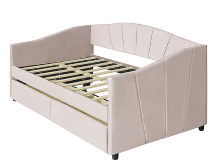 Upholstered Daybed With Two Drawers And Wood Slat