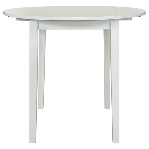 Cliff - 3 Piece Round Drop Leaf Dining Table Set With Ladderback Chairs - White