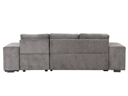 Modern L-Shape 3 Seat Reversible Sectional Couch, Pull Out Sleeper Sofa With Storage Chaise And 2 Stools For Living Room Furniture Set