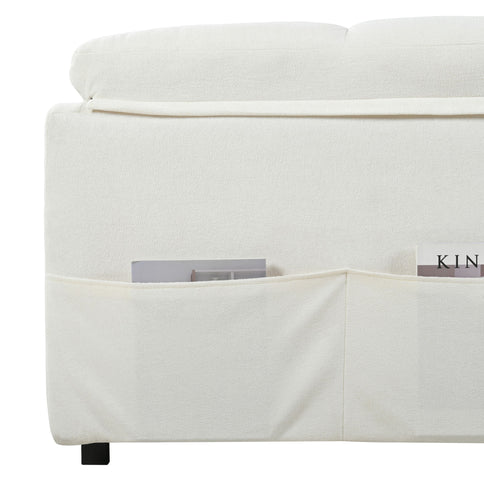 Convertible Pull Out Sofa Bed Queen Size, 3 In 1 With Side Storage