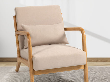 Leisure Chair With Solid Wood Armrest And Feet, Mid-Century Modern Accent Sofa, 1 Seat