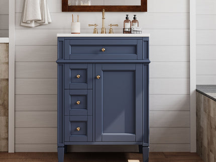 Bathroom Vanity With Top Sink, Storage Cabinet With 2 Drawers And Tip-Out Drawer