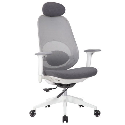 High Back Swivel Desk Chair With Height Adjustable Backrest, 3 Tilt Lock & Rotatable Headrest - Milk White