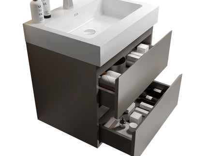 Alice - Bathroom Vanity With Sink, Large Storage Wall Mounted Floating Bathroom Vanity For Modern Bathroom, One-Piece Sink Basin Without Drain And Faucet