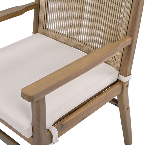 Outdoor Acacia Wood Patio Dining Armchair (Set of 2)