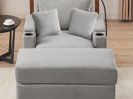 Modern Style Loveseat Sofa Sectional Sofa Couch With Storage Space, A Movable Ottoman, Two USB Ports, Two Cup Holders, A Phone Holder For Living Room
