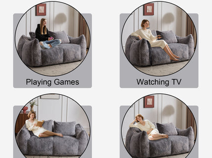 Giant Bean Bag Couch, Ultra Soft Fluffy Loveseat For Living Room