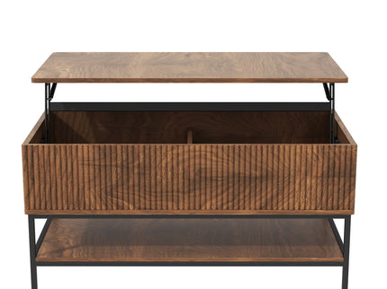 Rectangle Lift Top Coffee Table With Hidden Storage And Lower Shelf - Brown