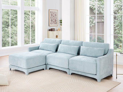 Stylish Sofa With Ottoman And Lumbar Pillows, Ergonomic Design