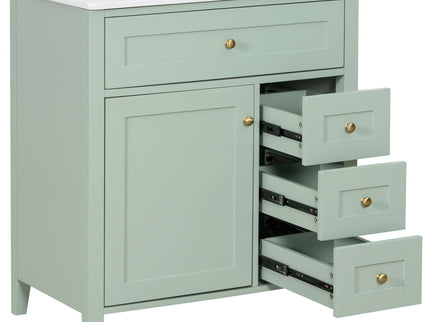 Bathroom Vanity With Sink, 3 Drawers And Adjustable Shelf