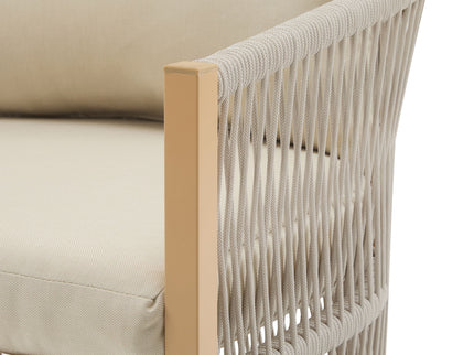 Modern Curved Aluminum Lounge Chair With Stylish Rope Weave Design And Cushioned Comfort For Outdoor