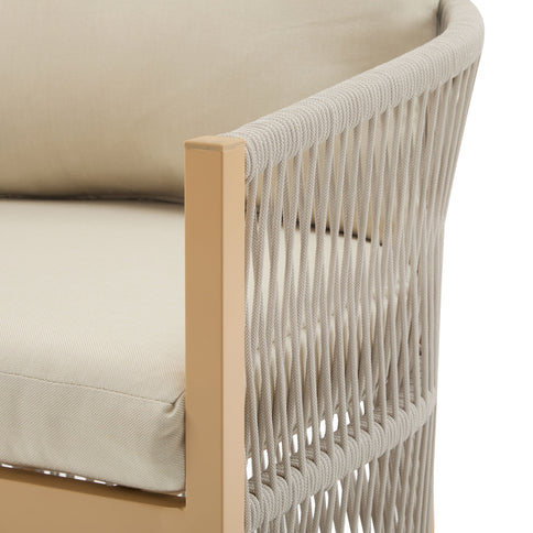 Modern Curved Aluminum Lounge Chair With Stylish Rope Weave Design And Cushioned Comfort For Outdoor