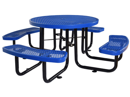 Round Outdoor Steel Picnic Table With Umbrella Pole