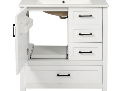 Modern Bathroom Vanity With Ceramic Sink, Solid Frame And Storage Solutions