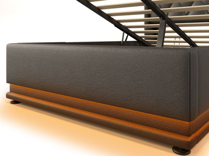 Upholstered Bed, 360 Surround LED Function, Remote Control, Hydraulic Storage Bed With USB, Type-C Charging (Without Mattress)