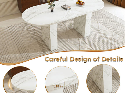Oval Dining Table With Wood Strip Base