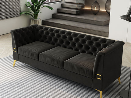 Luxurious Sofa With Legs, Modern Chesterfield Design, Tufted Upholstery, 3 Seat Couch For Living Room And Office