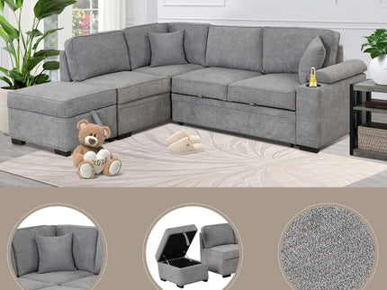 Sleeper Sofa Bed, 2 In 1 Pull Out Sofa Bed L Shape Couch With Storage Ottoman For Living Room, Bedroom Couch And Small Apartment