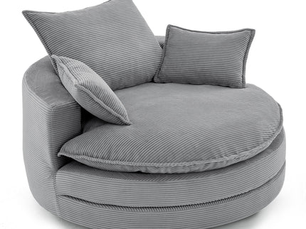 360° Swivel Accent Barrel Chair With Dual Layer Cushion And 3 Removable Pillows