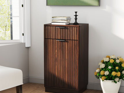 Tilt Out Trash Can Cabinet With Wave Textured Drawer & Pull Out Bin