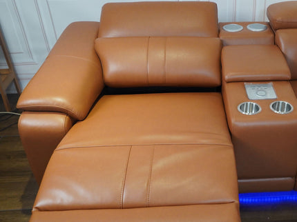 L - Shaped Recliner Sectional Sofa With Bluetooth Speakers, Wireless Charging, LED Lights