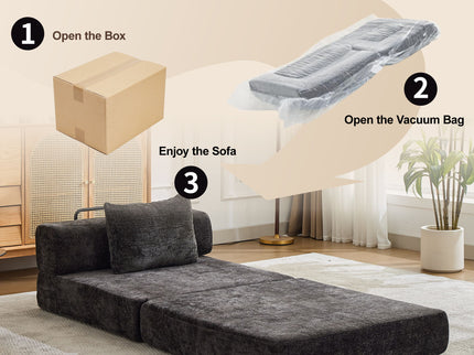 Convertible Floor Sofa Bed With Fixed Shape Frame For Living Room