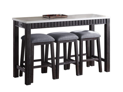 Necalli - Marble Top Weathered 4 Piece Pack Counter Height Table Set - Espresso