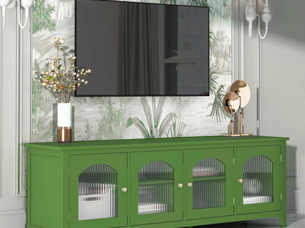 StylishTVcabinet Entertainment CenterTV Stand, TVconsoletable, Media Console, Solidwood Frame, Changhong Glass Door, Metal Handle
