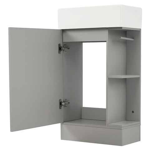 Modern Bathroom Vanity With Sink And 2 Tier Shelf