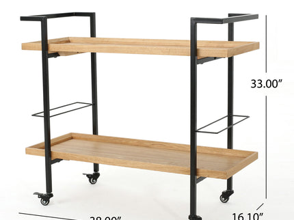 Modern Industrial Bar Cart With Shelving And Casters