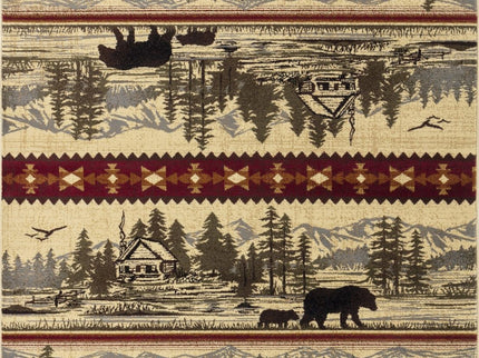 Nature's Nest - 5'3" X 7'3" Lodge Area Rug - Multi / Cream
