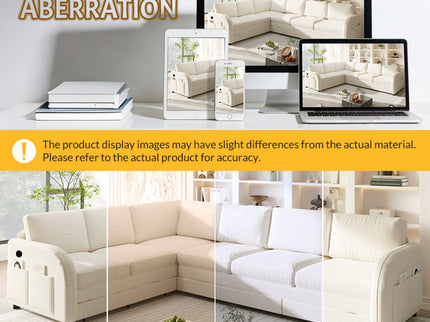 L-Shaped Couch With Pull-Out Bed, Convertible Sleeper Sofa With Side Pocket & USB Port