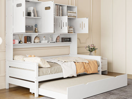 Daybed With All-In-One Cabinet And Shelf
