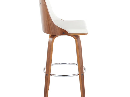 Gianna - Mid Century Modern Fixed Height Barstool With Swivel With Round Footrest (Set of 2)