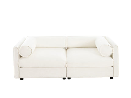 Stylish Sofa With Storage Seat And Cylindrical Backrest
