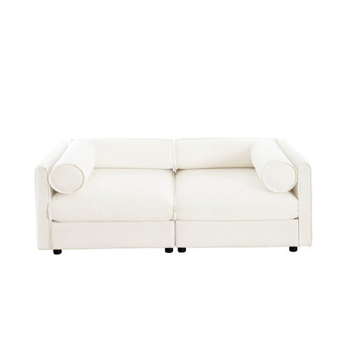 Stylish Sofa With Storage Seat And Cylindrical Backrest