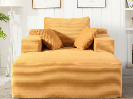 Convertible Chaise Lounge Chair With Wide Armrest & Throw Pillows