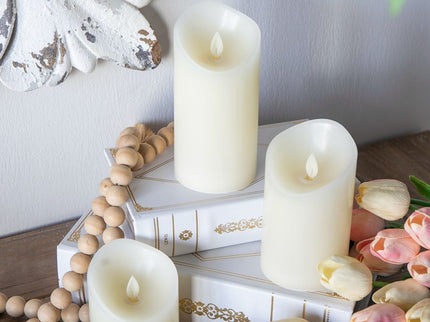 Flickering LED Candles With Remote Timer (Set of 3) - Ivory