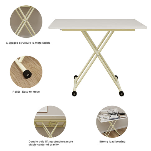 Adjustable Standing Table, Indoor & Outdoor Use, Portable With Adjustable Height - Off White / White