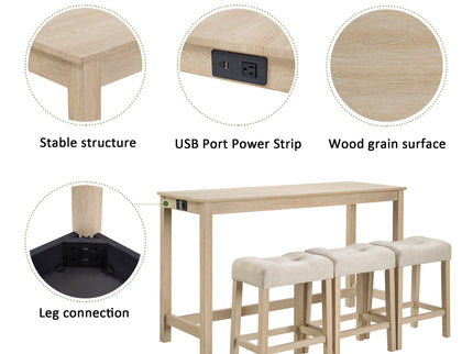 4 Piece Bar Table Set With Power Outlet