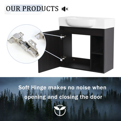 Wall Mounted Bathroom Vanity With Sink, Soft Close Door