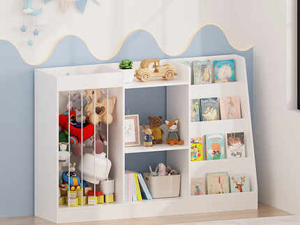Bookshelf And Toy Storage, 3 Tier Montessori Bookcase With Stuffed Animal Organizer - White