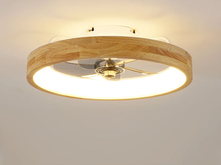 Ceiling Fans With Lights And Remote, 3000 - 6500K Dimmable Flush Mount LED Fan Light, 6 Speeds, Quiet DC Motor For Living Room - Matte White / Natural Wood