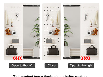 Wall Mounted Full Length Mirror With Shelf And Hook