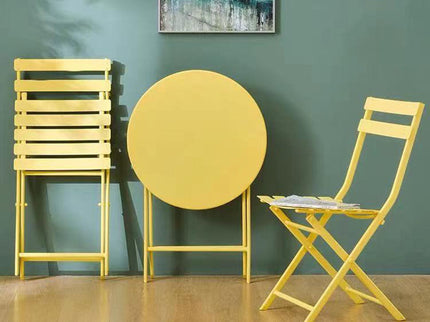 3 Piece Patio Bistro Set Of Foldable Round Table And Chairs