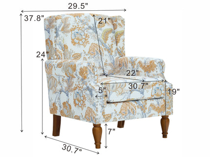 Accent Chair With Floral Upholstery And Nailhead Trim