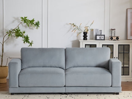 Modern Square Arm Sofa With Soft Fabric Upholstery, Deep Cushions