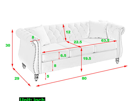 Chesterfield Sofa With Rolled Arms And Nailhead Trim