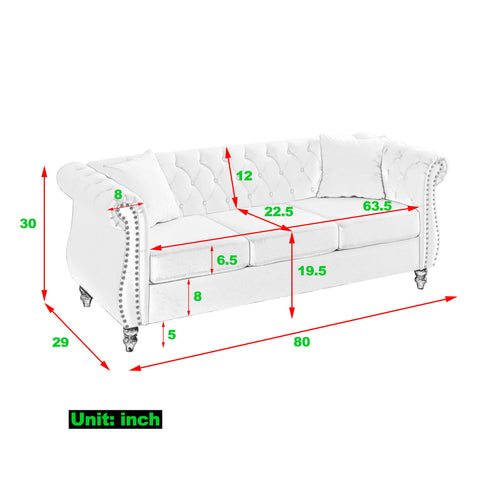 Chesterfield Sofa With Rolled Arms And Nailhead Trim