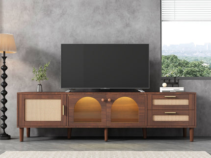 TV Stand With App-Controlled LED Lights, 2 Drawers & Door Storage